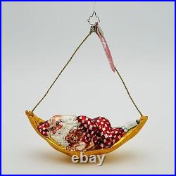 Christopher Radko Sleepy Time Santa Hammock Glass Christmas Ornament NEW IN BOX