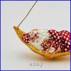 Christopher Radko Sleepy Time Santa Hammock Glass Christmas Ornament NEW IN BOX