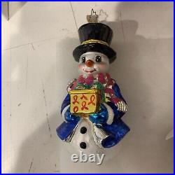 Christopher Radko Snowman Glass Ornaments Collection Of 6