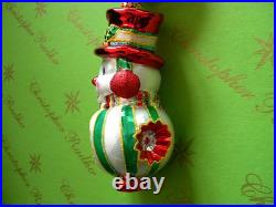 Christopher Radko Snowman Sparkleberry Bright Glass Ornament