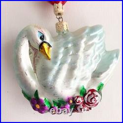Christopher Radko Swan Cascade Glass Christmas Ornament Heart Love Valentine 9