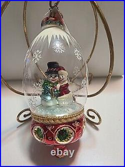 Christopher Radko Sweethearts In The Snow Glass Christmas Ornament Globe 7.5