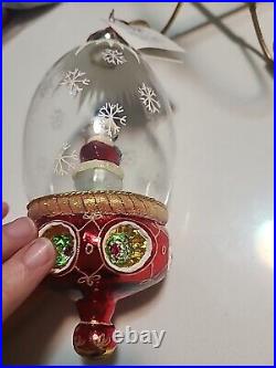 Christopher Radko Sweethearts In The Snow Glass Christmas Ornament Globe 7.5