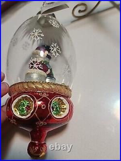 Christopher Radko Sweethearts In The Snow Glass Christmas Ornament Globe 7.5