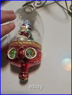 Christopher Radko Sweethearts In The Snow Glass Christmas Ornament Globe 7.5