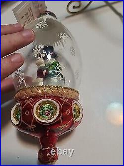 Christopher Radko Sweethearts In The Snow Glass Christmas Ornament Globe 7.5