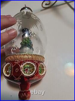 Christopher Radko Sweethearts In The Snow Glass Christmas Ornament Globe 7.5