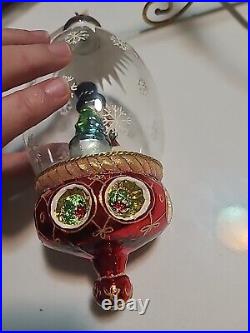 Christopher Radko Sweethearts In The Snow Glass Christmas Ornament Globe 7.5