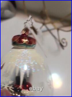 Christopher Radko Sweethearts In The Snow Glass Christmas Ornament Globe 7.5