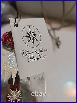 Christopher Radko Sweethearts In The Snow Glass Christmas Ornament Globe 7.5