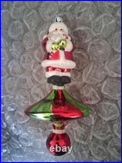 Christopher Radko Swirl Santa Glass Christmas Ornament Hand Blown Green Snd Red Christopher Radko Swirl Santa Glass Christmas Ornament Hand Blown Green Snd Red