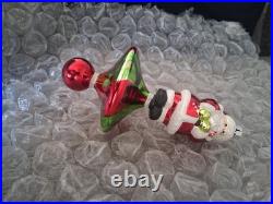 Christopher Radko Swirl Santa Glass Christmas Ornament Hand Blown Green Snd Red Christopher Radko Swirl Santa Glass Christmas Ornament Hand Blown Green Snd Red