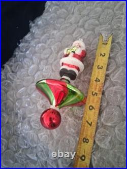 Christopher Radko Swirl Santa Glass Christmas Ornament Hand Blown Green Snd Red Christopher Radko Swirl Santa Glass Christmas Ornament Hand Blown Green Snd Red