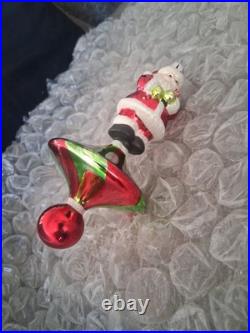 Christopher Radko Swirl Santa Glass Christmas Ornament Hand Blown rare