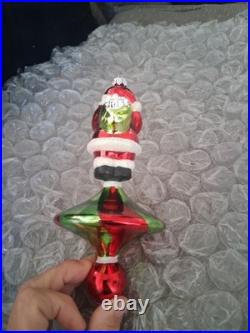 Christopher Radko Swirl Santa Glass Christmas Ornament Hand Blown rare