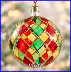 Christopher Radko Tiffany Bright Harlequin #92-161-0 Glass Ball Ornament vintage