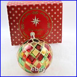 Christopher Radko Tiffany Bright Harlequin #92-161-0 Glass Ball Ornament vintage