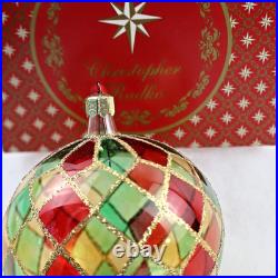 Christopher Radko Tiffany Bright Harlequin #92-161-0 Glass Ball Ornament vintage