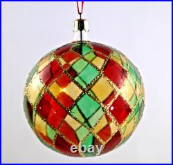 Christopher Radko Tiffany Bright Harlequin #92-161-0 Glass Ball Ornament vintage