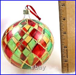 Christopher Radko Tiffany Bright Harlequin #92-161-0 Glass Ball Ornament vintage