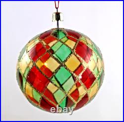 Christopher Radko Tiffany Bright Harlequin #92-161-0 Glass Ball Ornament vintage