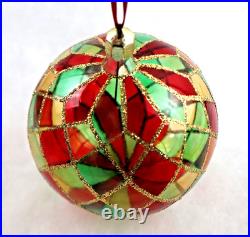 Christopher Radko Tiffany Bright Harlequin #92-161-0 Glass Ball Ornament vintage