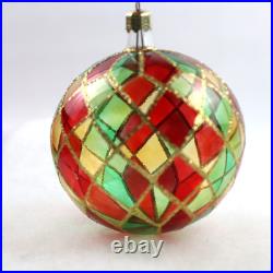 Christopher Radko Tiffany Bright Harlequin #92-161-0 Glass Ball Ornament vintage