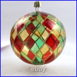 Christopher Radko Tiffany Bright Harlequin #92-161-0 Glass Ball Ornament vintage