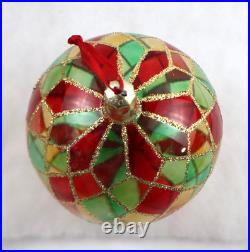 Christopher Radko Tiffany Bright Harlequin #92-161-0 Glass Ball Ornament vintage