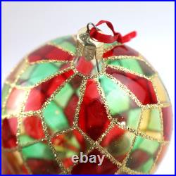 Christopher Radko Tiffany Bright Harlequin #92-161-0 Glass Ball Ornament vintage