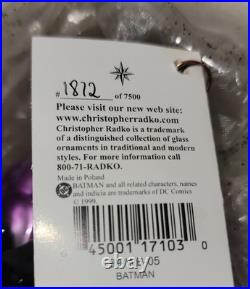 Christopher Radko Vintage Batman Ornament Limited Edtion 1872/7500 Nib Ext Rare