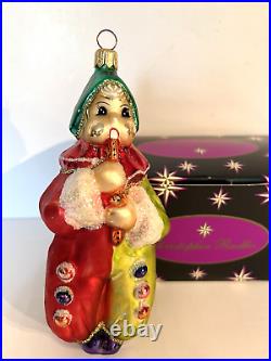 Christopher Radko Vintage Glass Christmas Ornament Clown Jester Playing Flute