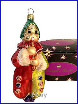 Christopher Radko Vintage Glass Christmas Ornament Clown Jester Playing Flute