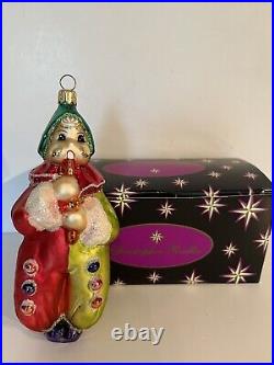 Christopher Radko Vintage Glass Christmas Ornament Clown Jester Playing Flute