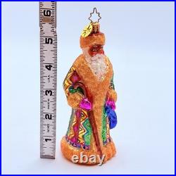 Christopher Radko Winter Warmth Russian Santa Glass Christmas Ornament 5.75 RARE