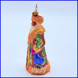 Christopher Radko Winter Warmth Russian Santa Glass Christmas Ornament 5.75 RARE