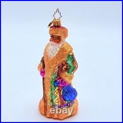Christopher Radko Winter Warmth Russian Santa Glass Christmas Ornament 5.75 RARE