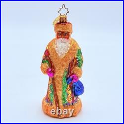 Christopher Radko Winter Warmth Russian Santa Glass Christmas Ornament 5.75 RARE