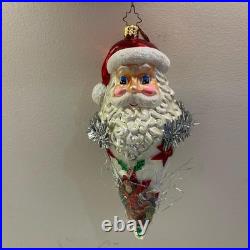 Christopher Radko Yester Cheer 2006 Santa In A Cone 7 Glass Christmas Ornament