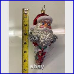Christopher Radko Yester Cheer 2006 Santa In A Cone 7 Glass Christmas Ornament
