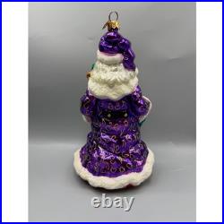 Christopher Radko Yorkshire Nicholas Santa Purple Glass Ornament 00-390-0 NIB