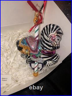 Christopher Radko Zipalong 6 Zebra Carousel Ornament 1016625 NWT from 2013