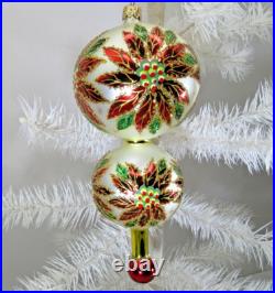Christopher Radko glass 8 ornament DOUBLE WINTER STAR BLOSSOM poinsettia ball Christopher Radko glass 8 ornament DOUBLE WINTER STAR BLOSSOM poinsettia ball