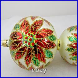 Christopher Radko glass 8 ornament DOUBLE WINTER STAR BLOSSOM poinsettia ball Christopher Radko glass 8 ornament DOUBLE WINTER STAR BLOSSOM poinsettia ball