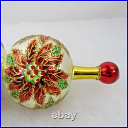 Christopher Radko glass 8 ornament DOUBLE WINTER STAR BLOSSOM poinsettia ball Christopher Radko glass 8 ornament DOUBLE WINTER STAR BLOSSOM poinsettia ball