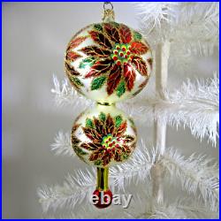 Christopher Radko glass 8 ornament DOUBLE WINTER STAR BLOSSOM poinsettia ball Christopher Radko glass 8 ornament DOUBLE WINTER STAR BLOSSOM poinsettia ball
