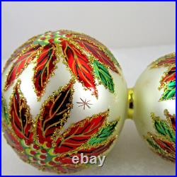 Christopher Radko glass 8 ornament DOUBLE WINTER STAR BLOSSOM poinsettia ball Christopher Radko glass 8 ornament DOUBLE WINTER STAR BLOSSOM poinsettia ball