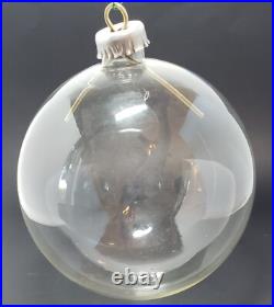 Clear Glass XL Christmas Ball Ornament 9 inch with Silver Top Vintage Clear Glass XL Christmas Ball Ornament 9 inch with Silver Top Vintage