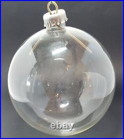 Clear Glass XL Christmas Ball Ornament 9 inch with Silver Top Vintage