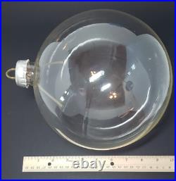 Clear Glass XL Christmas Ball Ornament 9 inch with Silver Top Vintage Clear Glass XL Christmas Ball Ornament 9 inch with Silver Top Vintage